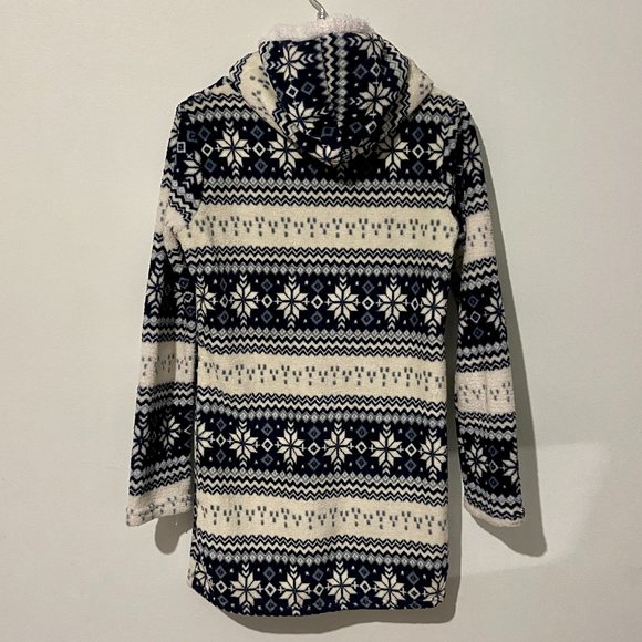 Fuzzy Holiday Snowflakes Zip Cardigan - Picture 2 of 2